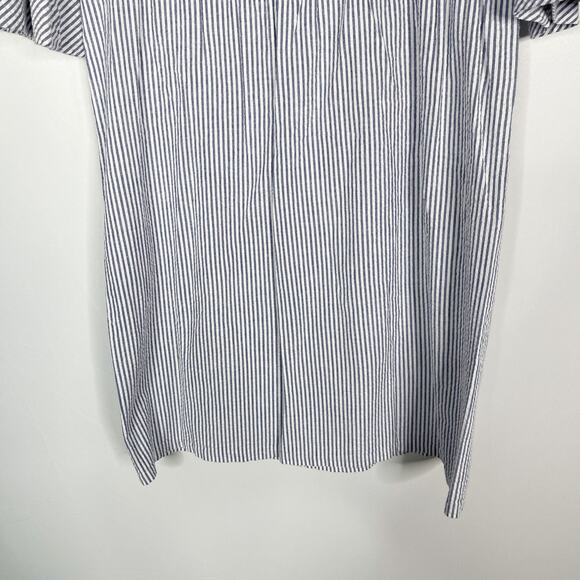 Kim and Proper XXS Blue White Seersucker Striped Short Bell Sleeve Dress Cotton - Picture 8 of 11